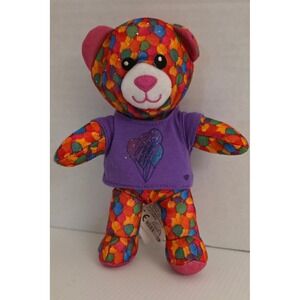 Mini Build A Bear Plush Rainbow Confetti Teddy Zipper Back Preowned